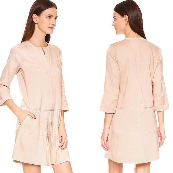 Vince Dresses & Skirts - Vince | Pleated Drop Waist Dress Rose Water Size 2